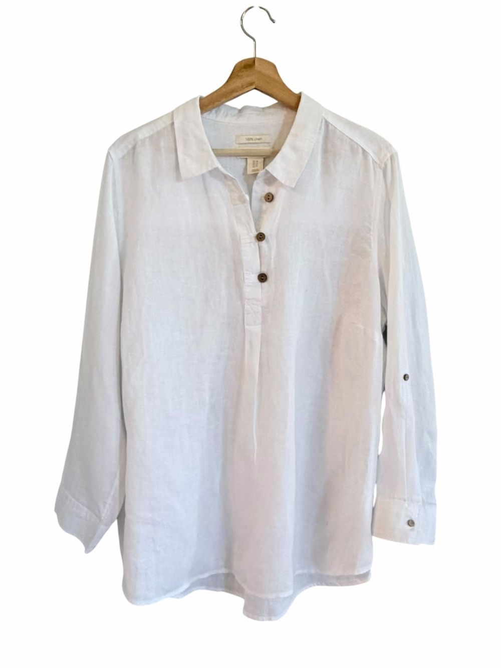 Cynthia Rowley Oversized Linen Popover Tunic Top Size 1X Coastal Grandma Lagen